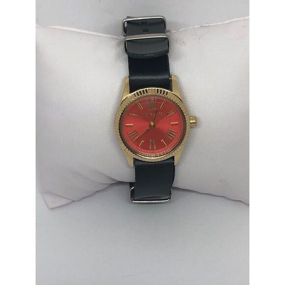 Michael Kors MK3284 Womens Black Leather Analog Dial Watch With Custom Band DV98 - Picture 1 of 8